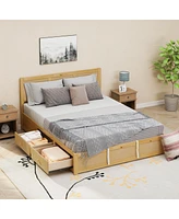 Streamdale Furniture Wood Platform Bed with Storage, 2 Drawers, Queen Size