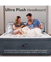 Intex Dura-Beam Deluxe Ultra Plush Headboard Queen Mattress with Built-In Pump