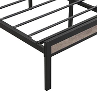 Streamdale Furniture Metal Platform Bed Frame with Upholstery Headboard and Storage