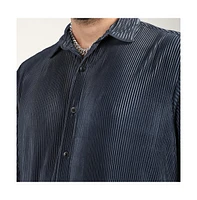 Campus Sutra Men's Navy Blue Pleat-Creased Shirt