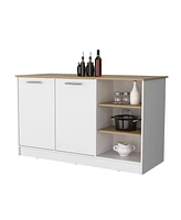 Fm Furniture Gladiolus kitchen island in melamine, two doors, three open shelves