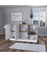 Fm Furniture Gladiolus kitchen island in melamine, two doors, three open shelves