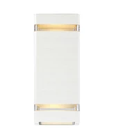 Sky ridge Modern Outdoor Wall Light Fixture White 2-Light Up Down 10 1/2" Clear Glass Inserts for Exterior Barn Deck House Porch Yard Patio Outside Ga