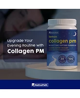 NativePath Collagen Pm - Lemon Nighttime Collagen Peptides Powder with Magnesium, Gaba, L-Theanine and Melatonin - 20 Servings