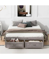 Streamdale Furniture Queen Platform Bed With 6 Storage Drawers, Antique White