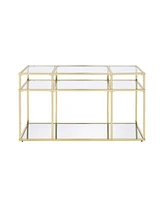 Streamdale Furniture Uchenna Sofa Table, Clear Glass & Gold Finish