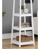 Coat Rack w/ 3-Tier Storage Shelves in White Finish