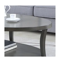 Contemporary Oval Shelf Coffee Table, Gray