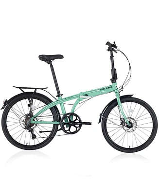 Streamdale Furniture 24" Folding City Bike Aluminum Frame 7 Speed Folding Bike