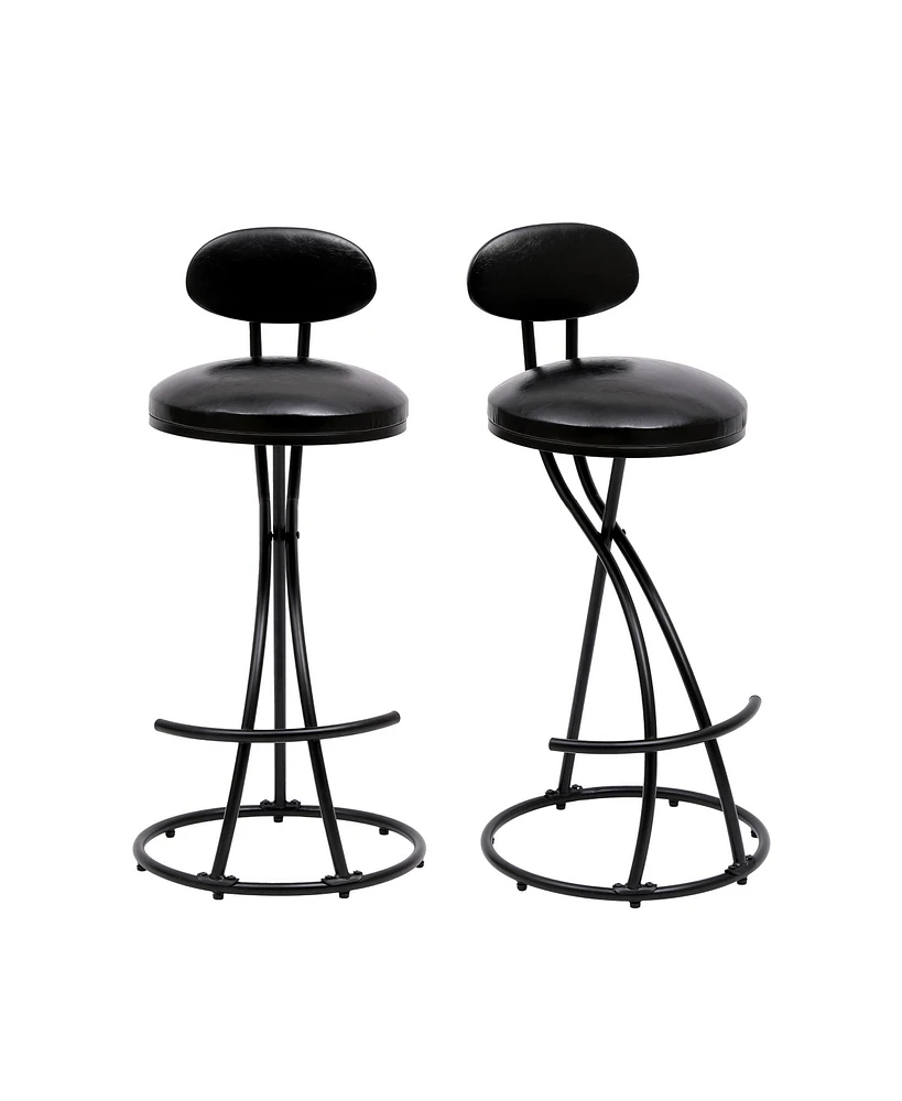 Simplie Fun Stylish and Comfortable Faux Leather Counter Height Barstools (Set of 2) with Footrest