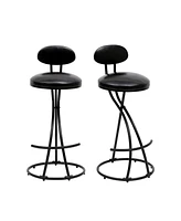 Simplie Fun Stylish and Comfortable Faux Leather Counter Height Barstools (Set of 2) with Footrest