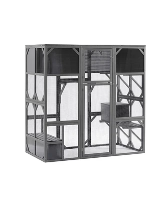 Streamdale Furniture Spacious Cat Enclosure with Uv Roof and Multiple Platforms