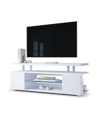 Simplie Fun Modern Color Contrast Tv Stand with Ample Storage and Easy Assembly