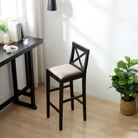 Sturdy Rubber Wood Bar Chair Set for Enhanced Comfort (2Pcs)