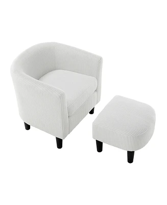 Simplie Fun Spacious and Contemporary Chair and Ottoman Set with Soft Sponge Cushioning