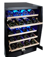 46-Bottle Dual-Zone Thermostatic Wine Cooler with Fan Cooling