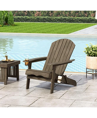 Streamdale Furniture Bellwood Folding Adirondack Chair With Cup Holders