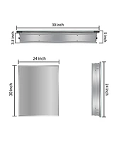 30"x24" Aluminum Medicine Cabinet with Mirror, Surface/Recessed Mount