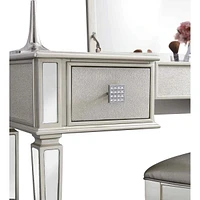 Mirrored Vanity Desk Set with Mirror, Drawers & Stool