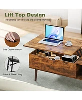 Modern Convertible Coffee Table with Foldable Desktop and Hidden Storage