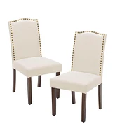 Simplie Fun Modern Armless Dining Chairs With Upholstered Fabric, Beige,2P