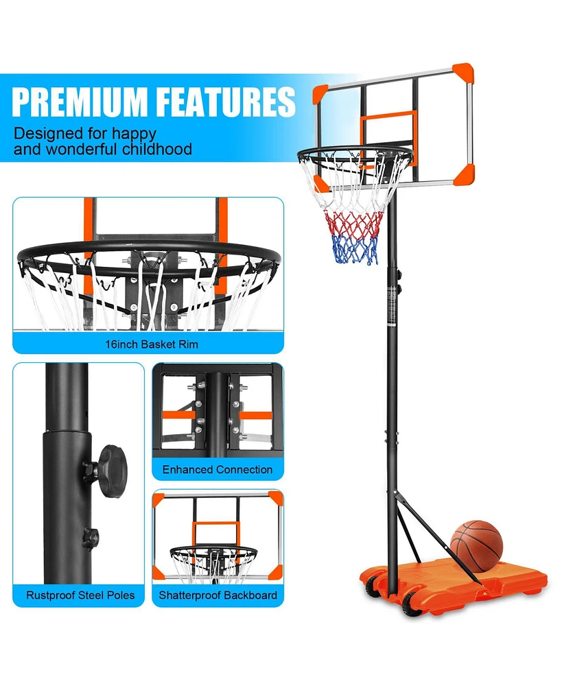 Simplie Fun Durable Basketball System with Adjustable Hoop for Indoor/Outdoor Play