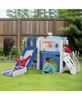 Streamdale Furniture Pirate Ship Toddler Slide Set: 9-in-1 Indoor/Outdoor Playground