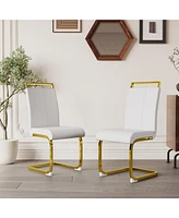 Streamdale Furniture Premium Faux Leather Dining Chairs with Gold Plating Base (Set of 4)