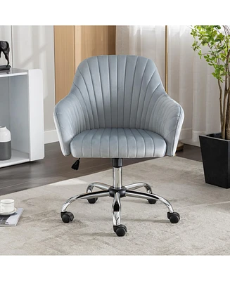 Simplie Fun Modern Adjustable Velvet Office Chair with Casters