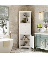 White Triangle Cabinet with Drawers & Shelves