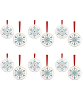 Slickblue Snowflake Disc Ornament (Set of 12) 6"H Iron/Jute