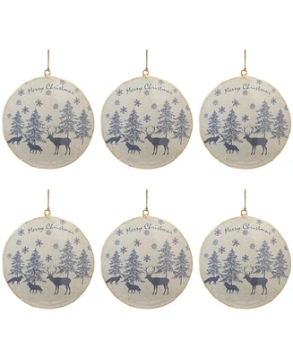 Slickblue Set of 6 Animal and Tree Disc Ornaments for Festive Holiday Decor