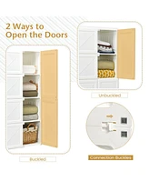 Sugift Clothes Foldable Armoire Wardrobe Closet with 12 Cubby Storage