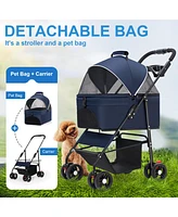 Inolait 3-In-1 Pet Stroller with Removable Car Seat Carrier Adjustable Canopy