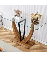 Durable Tempered Glass Tabletop with Solid Base, Easy to Assemble