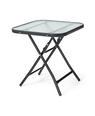 Sugift 18 Inch Square Patio Bistro Table with Rustproof Frame