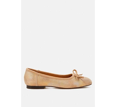 Rag & Co Rubyrose Suede Bow Embellished Ballerinas