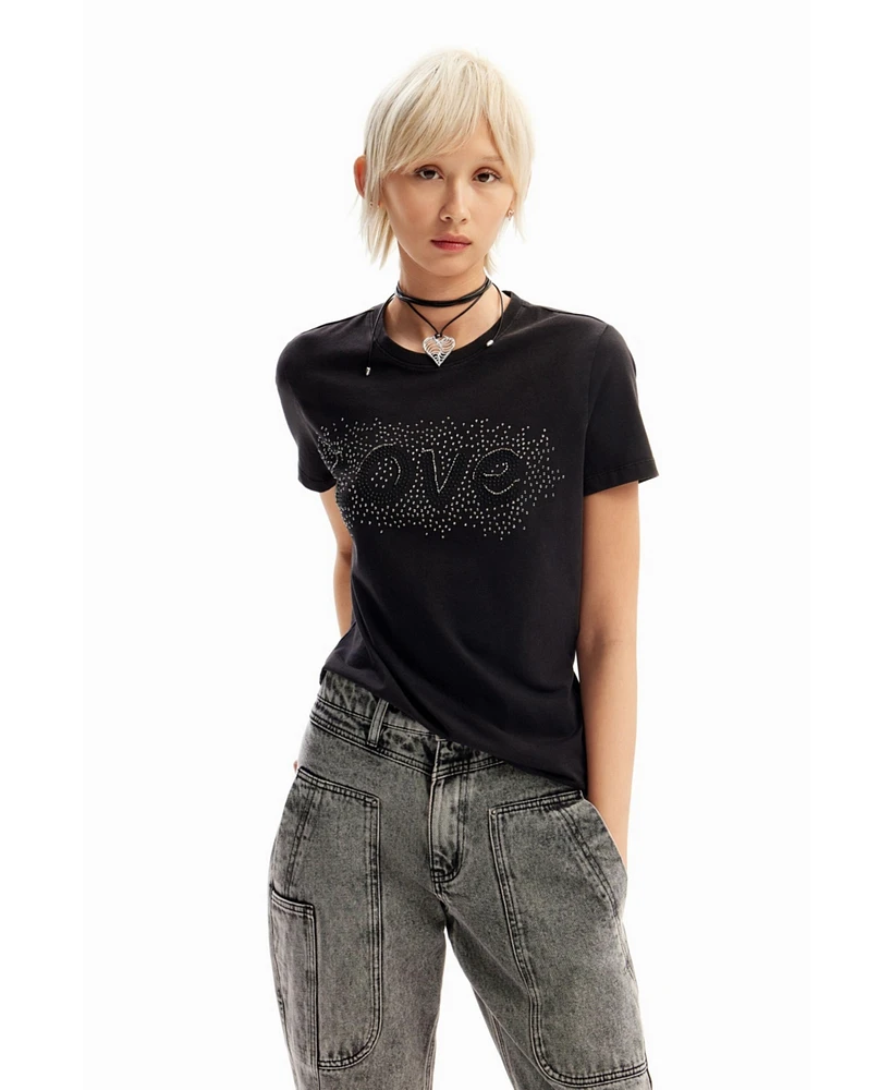 Desigual Women's Rhinestone Love T-shirt