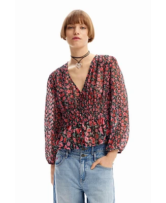 Desigual Women's Floral plumetis blouse