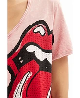 Desigual Women's Rhinestone The Rolling Stones T-shirt