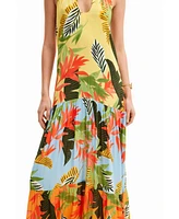 Desigual Women's Tropical halter neck maxi dress