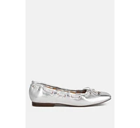 Rag & Co Marlow Metallic Eyelet Detail Bow Ballerinas