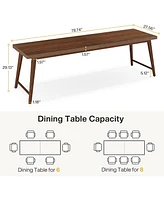 Tribesigns 78.7-Inch Dining Table, Mid-Century Modern Kitchen Dining Room Table for 6-8 People, Wood Kitchen Table Dinner Table with Heavy Duty Metal