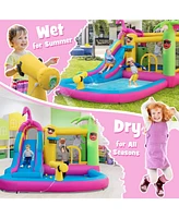 Sugift Inflatable Bounce Castle with Long Water Slide and 735W Blower