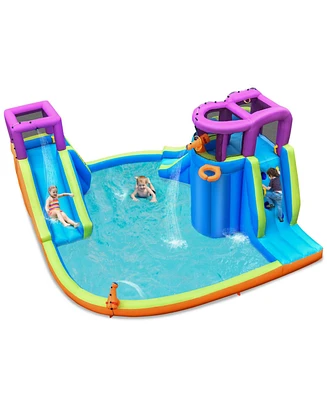 Sugift 6-in-1 Inflatable Dual Water Slide Bounce House Without Blower