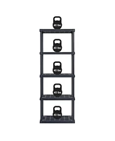 Iris Usa 5-Tier Shelving Unit, 64" Fixed Height, Medium Storage Organizer Shelf for Home, Garage, Basement, Shed and Laundry Room, 24"L x 12"W x 64"H,