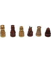 We Games Medieval Chess & Checkers Game Set - Wood Board with Storage Drawers 15 in.