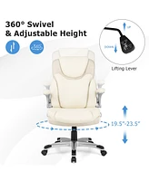 Skonyon Ergonomic Office Pu Leather Executive Chair with Flip-up Armrests and Rocking Function