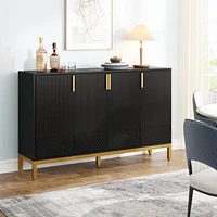 Tribesigns Modern Storage Cabinet, 59 Inch Console Cabinet Sideboard Buffet with 4 Doors & Gold Metal Base, Entryway Cupboard Furniture for Li