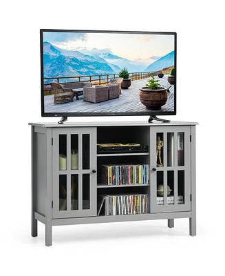 Gymax Wood Tv Stand Entertainment Media Center Console for Tv's up to 50'' Grey